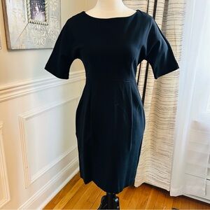 Ann Taylor Black Short-Sleeve Sheath Dress w Dolman Sleeves